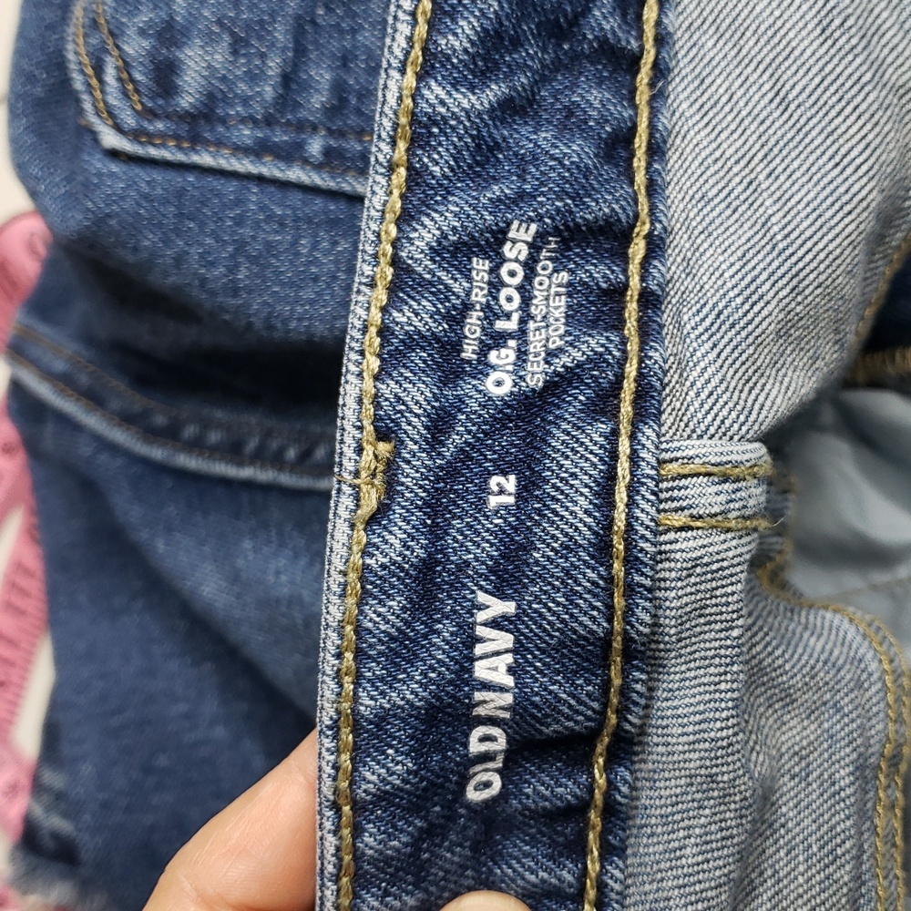 Old Navy High Rise OG Loose Secret Smooth Pockets Straight Jeans Size 12 Fringe - Picture 6 of 16